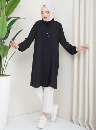 Black - Plus Size Tunic - Hafsa Mina