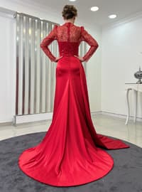 Fully Lined - Red - Crew neck - Evening Dresses