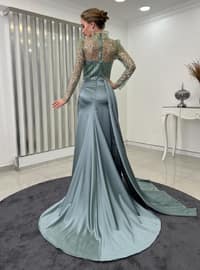 Fully Lined - Mint Green - Crew neck - Evening Dresses