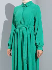 Meadow Green - Point Collar - Unlined - Modest Dress