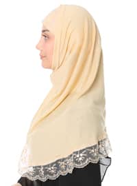 بيج فاتح - من لون واحد - حجابات جاهزة