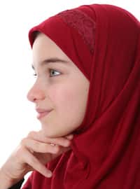 أحمر برغندي - من لون واحد - حجابات جاهزة