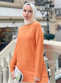 Turuncu Bisiklet Yaka Tunik