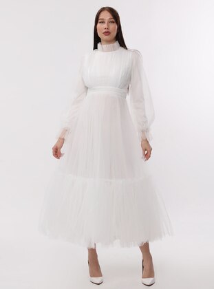 White - Fully Lined -  - Modest Evening Dress - Asee`s