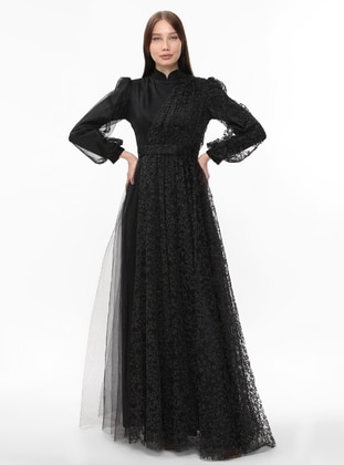 Black - Fully Lined - Crew neck - Modest Evening Dress - Asee`s