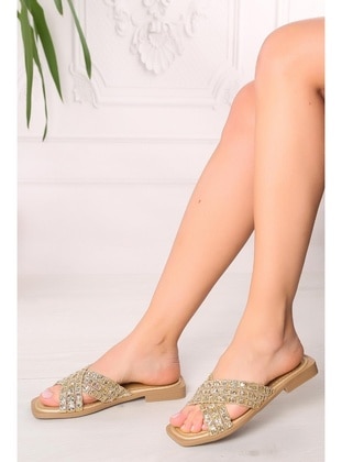 Gold - Sandal - Slippers - Artı Artı Ayakkabı