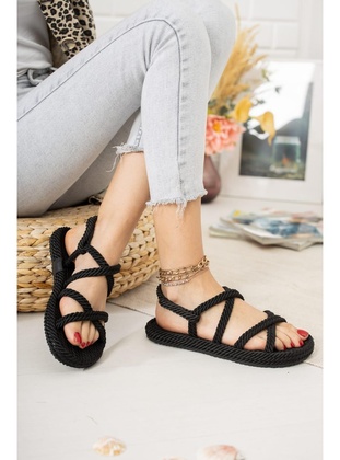 Black - Sandal - Sandal - Çaçaroz