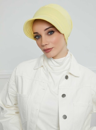 Yellow - 13gr - Plain - Simple - Cotton - Bonnet - Aisha`s Design