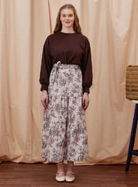 Dusty Rose - Floral - Unlined - Skirt