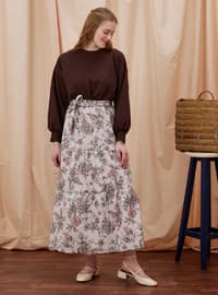 Dusty Rose - Floral - Unlined - Skirt
