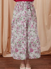 Pink - Floral - Unlined - Skirt