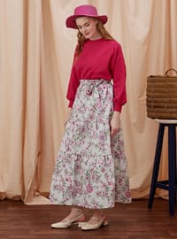Pink - Floral - Unlined - Skirt
