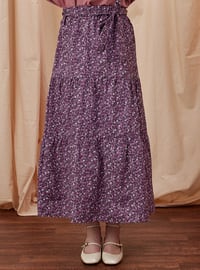 Purple - Floral - Unlined - Skirt
