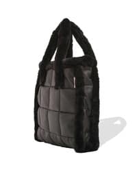 Faux Fur Leather Shoulder Bag Black