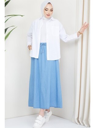 Light Blue - Denim Skirt - Hafsa Mina