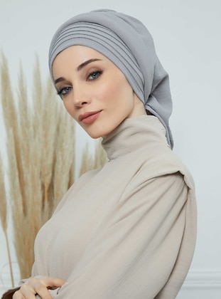 Grey - Plain - Simple - Cotton - Bonnet - Aisha`s Design