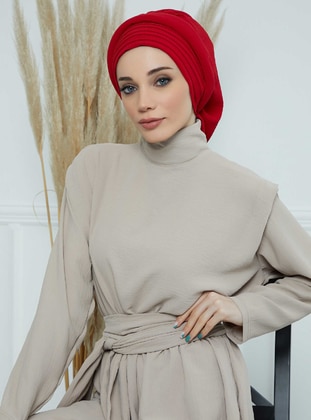 Red - Plain - Simple - Cotton - Bonnet - Aisha`s Design