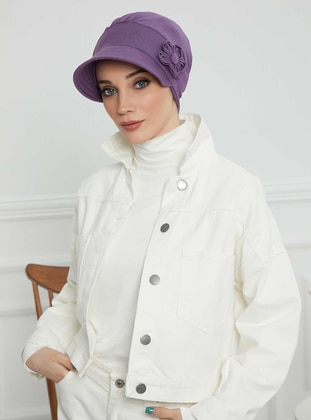 Purple - 13gr - Plain - Simple - Cotton - Bonnet - Aisha`s Design