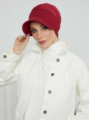 Burgundy - 13gr - Plain - Simple - Cotton - Bonnet - Aisha`s Design