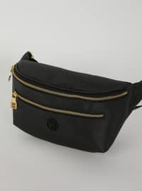أسود - حقيبة بحمالة طويلة - حقيبة الخصر