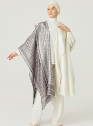 Anthracite - Jacquard Patterned - Shawl - IMANNOOR