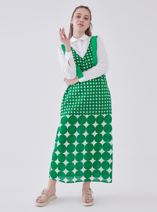 Green - Multi - Unlined - Modest Dress - Sahra Afra