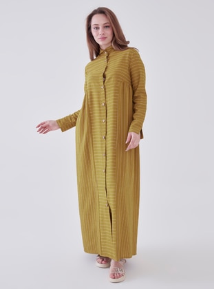 Mustard - Stripe - Unlined - Modest Dress - Sahra Afra