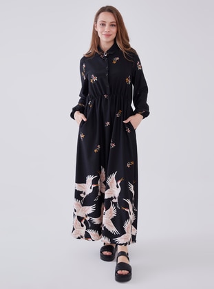Patterned - Multi - Unlined - Modest Dress - Sahra Afra