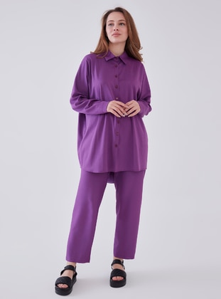 Purple - Unlined - Suit - Sahra Afra