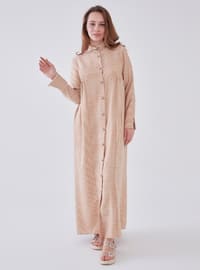 Camel - Stripe - Unlined - Modest Dress