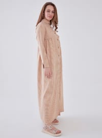 Camel - Stripe - Unlined - Modest Dress