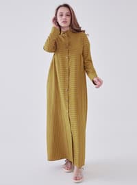 Mustard - Stripe - Unlined - Modest Dress