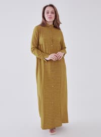 Mustard - Stripe - Unlined - Modest Dress