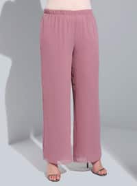 Pink - Crew neck - Fully Lined - Plus Size Evening Suit