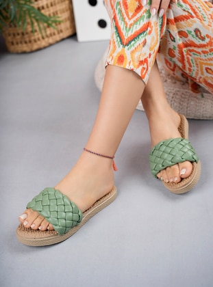 Turquoise - Sandal - Slippers - Ayakkabı Havuzu