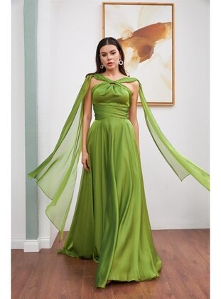 Pistachio Green - Fully Lined - 1000gr - Evening Dresses - Carmen