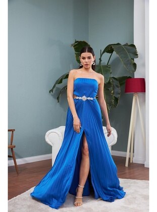 Saxe Blue - Fully Lined - 1000gr - Evening Dresses - Carmen