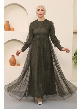 Khaki - Modest Evening Dress - MISSVALLE