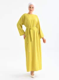 Mustard - Crew neck - Unlined - Modest Dress
