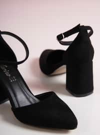 Black - Suede - High Heel - Faux Leather - Heels