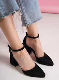 Black - Suede - High Heel - Faux Leather - Heels