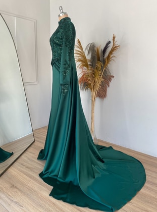 Emerald - Fully Lined - Crew neck - Modest Evening Dress - Lavienza