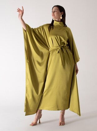 Green - Polo neck - Unlined - Modest Dress - Sowit