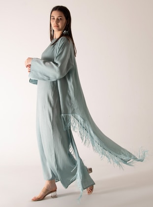 Blue - Unlined - Crew neck - Abaya - Sowit