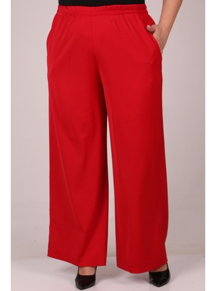 Red - Plus Size Pants - Eslina