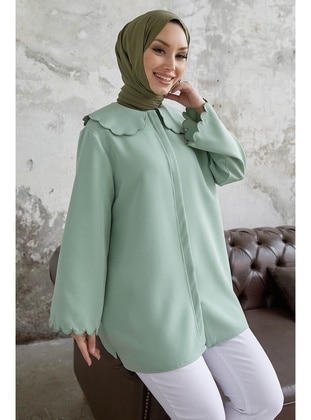 Mint Green - Round Collar - Tunic - InStyle