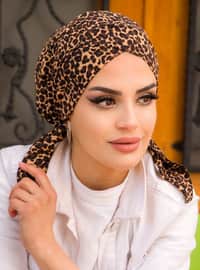 Leopard Patterned - Printed - Cotton - Instant Scarf