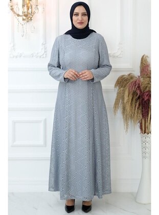Grey - Modest Dress - Amine Hüma