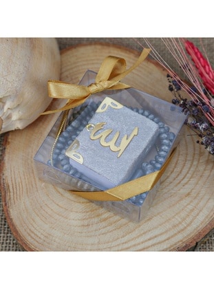 Mini Quran, Fragrant With A Rosary Tasbih Gift İn Square Box-Grey
