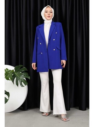 Saxe Blue - Fully Lined - Jacket - İmaj Butik
